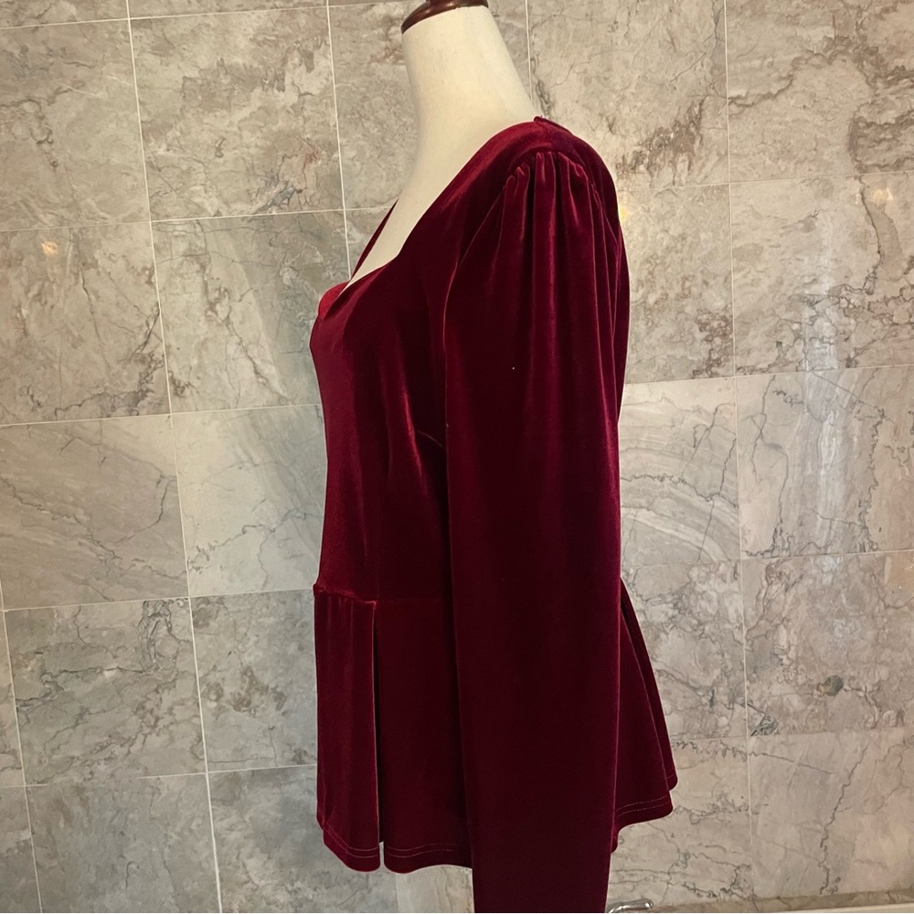 Allegra K Velvet Sweetheart Long Sleeve Top - Picture 5 of 8